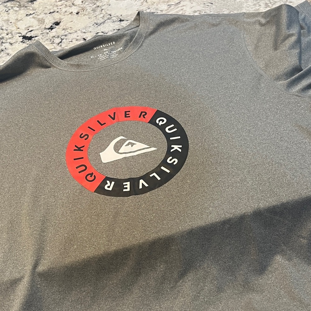 Quiksilver Charcoal and Red Logo Tee